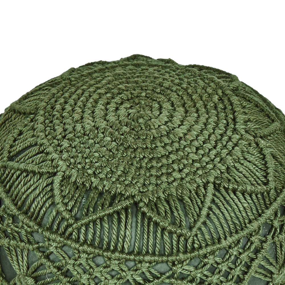 Pouf da giardino in materiale sintetico verde 50 x 50 cm Pouf da esterno intrecciato a mano in stile Boho