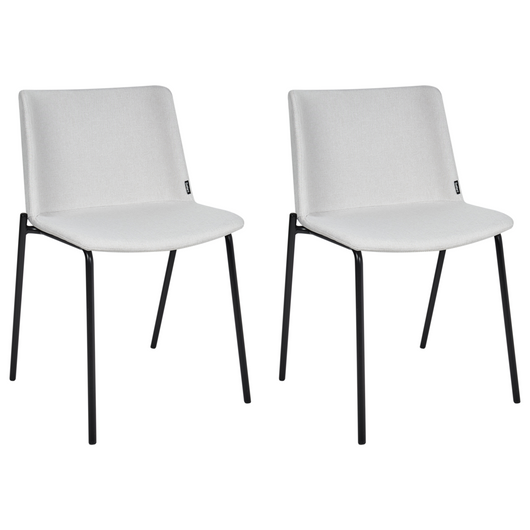 Set di 2 eleganti sedie da pranzo imbottite in tessuto poliestere grigio chiaro con gambe in metallo