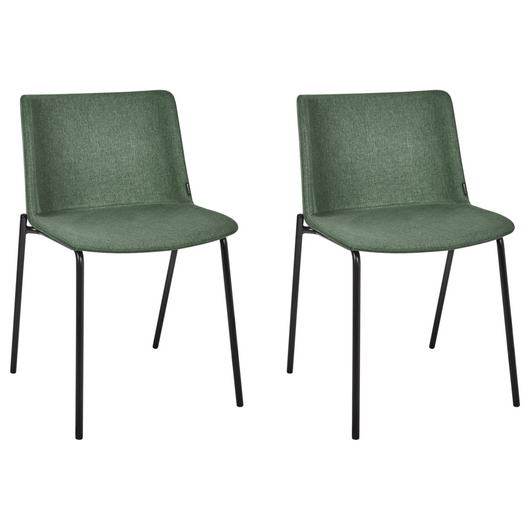 Set di 2 eleganti sedie da pranzo imbottite in tessuto poliestere verde con gambe in metallo Esbon