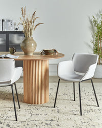 Set di 2 sedie da pranzo con rivestimento in poliestere grigio chiaro con gambe in metallo stile elegante