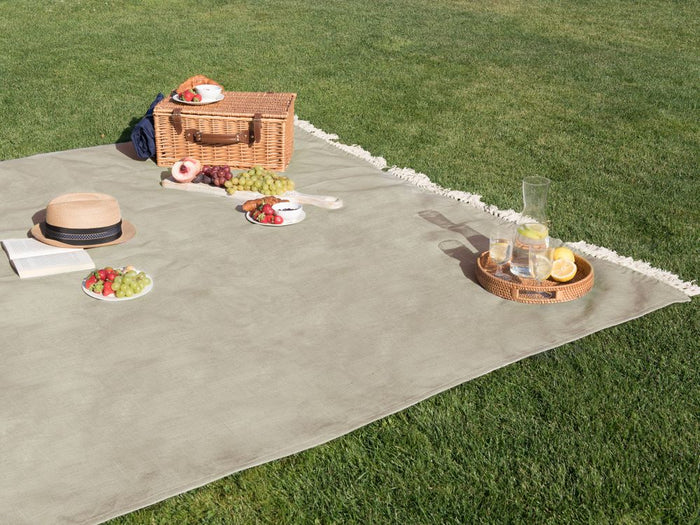 Coperta per picnic in poliestere tortora con cinturino a tinta unita 200 x 200 cm da esterno