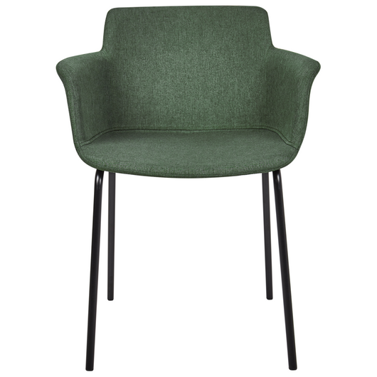 Set di 2 sedie da pranzo con rivestimento in poliestere verde e gambe in metallo nere stile moderno