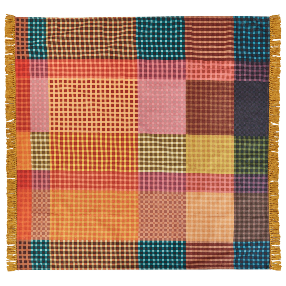 Coperta per picnic in poliestere multicolore con cinghia a quadri 200 x 200 cm elegante