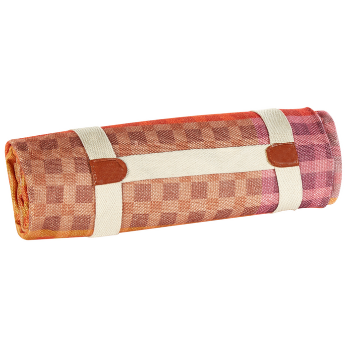 Coperta per picnic in poliestere multicolore con cinghia a quadri 200 x 200 cm elegante