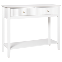 Consolle a 2 cassetti con 1 ripiano in MDF bianco Maniglie dorate Soggiorno elegante