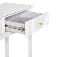Consolle a 2 cassetti con 1 ripiano in MDF bianco Maniglie dorate Soggiorno elegante