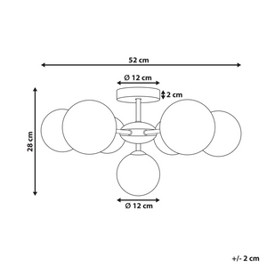 Lampadario in vetro 7 luci rotonde blu metallizzato e oro stile moderno