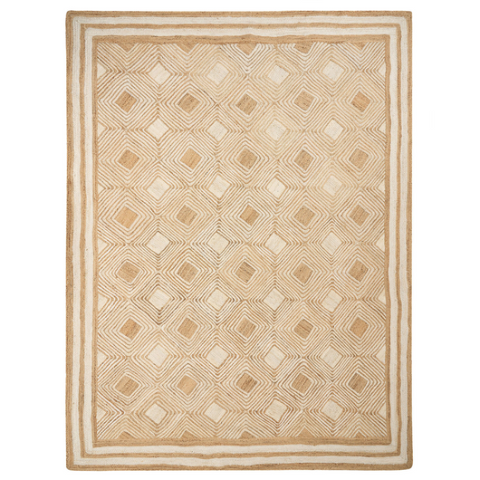 Tappeto area Beige Juta 300 x 400 cm Tessile intrecciato fatto a mano in stile boho naturale