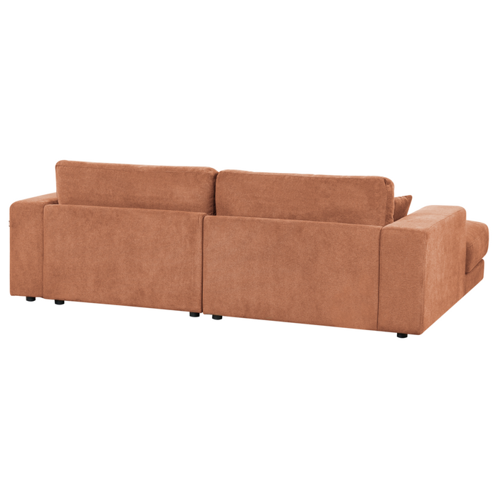 Divano angolare lato destro in Tessuto imbottito rosso chiaro con Cuscini 3 posti stile moderno minimalista