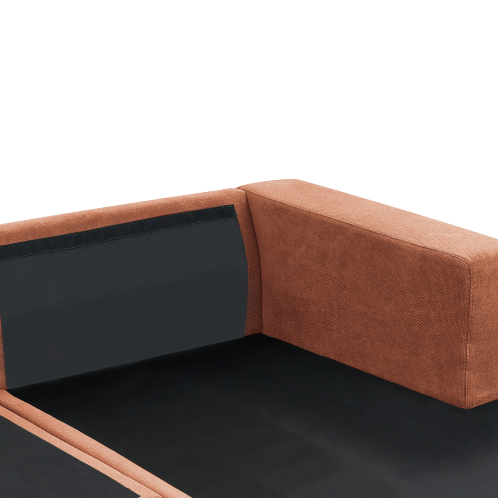 Divano angolare lato sinistro in Tessuto imbottito rosso chiaro con Cuscini 3 posti stile moderno minimalista