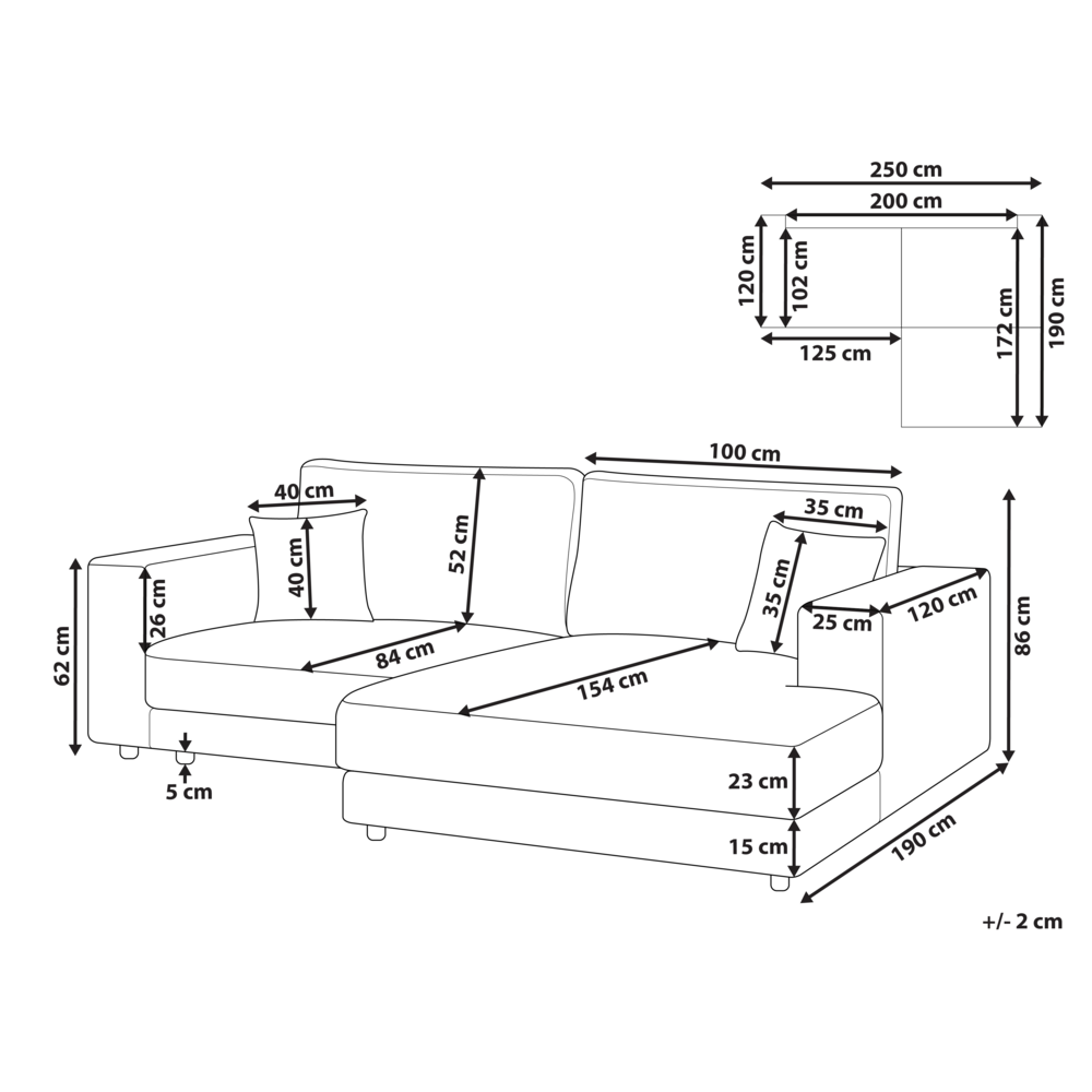 Divano angolare lato sinistro in Tessuto imbottito rosso chiaro con Cuscini 3 posti stile moderno minimalista