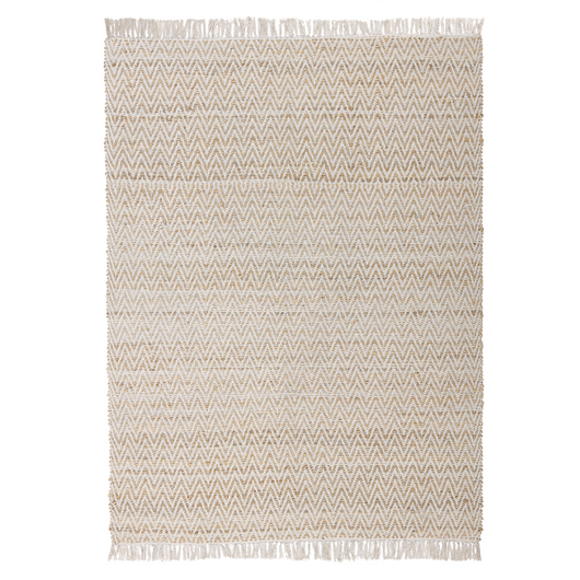 Tappeto in juta beige e cotone 140 x 200 cm intrecciato a mano con frange Boho soggiorno camera da letto