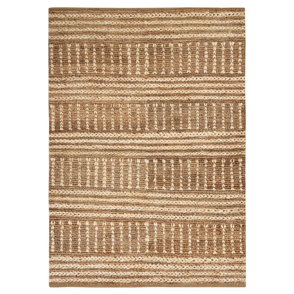 Tappeto da corridoio in iuta beige intrecciato a mano con motivo a righe 160 x 230 cm Corridoio stile boho rustico