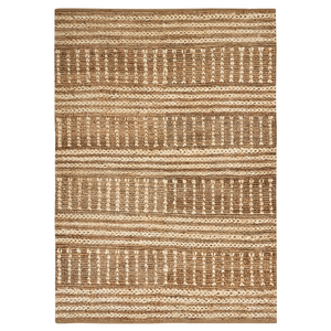 Tappeto da corridoio in iuta beige intrecciato a mano con motivo a righe 160 x 230 cm Corridoio stile boho rustico