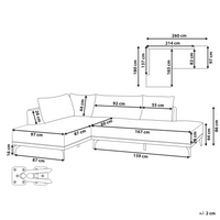 Divano angolare tessuto ecopelle beige e marrone con gambe in acciaio lato destro soggiorno salotto