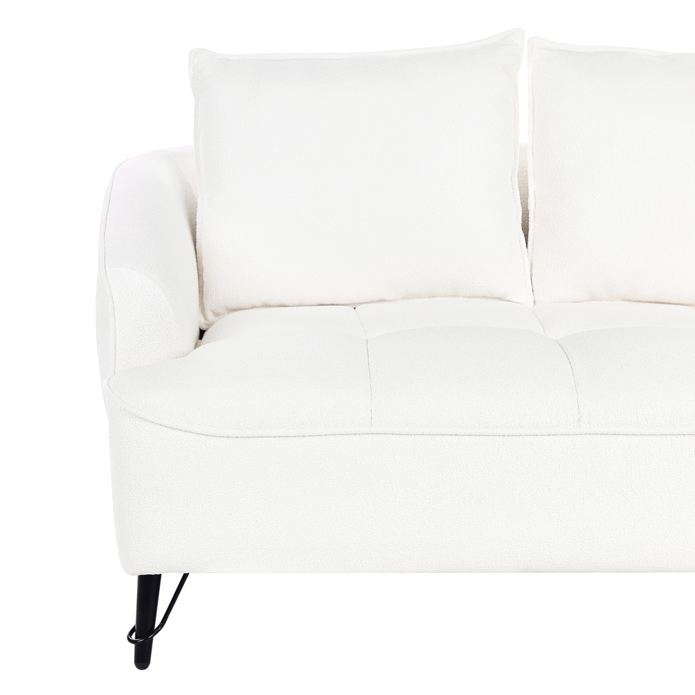 Divano Bianco Boucle Rivestimento in legno Soggiorno 2 posti