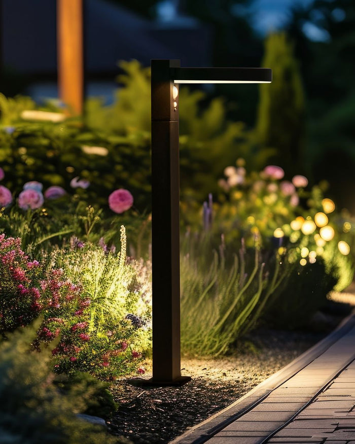 Lampada dissuasore da giardino a LED per sentieri 50 cm in alluminio nero stile moderno