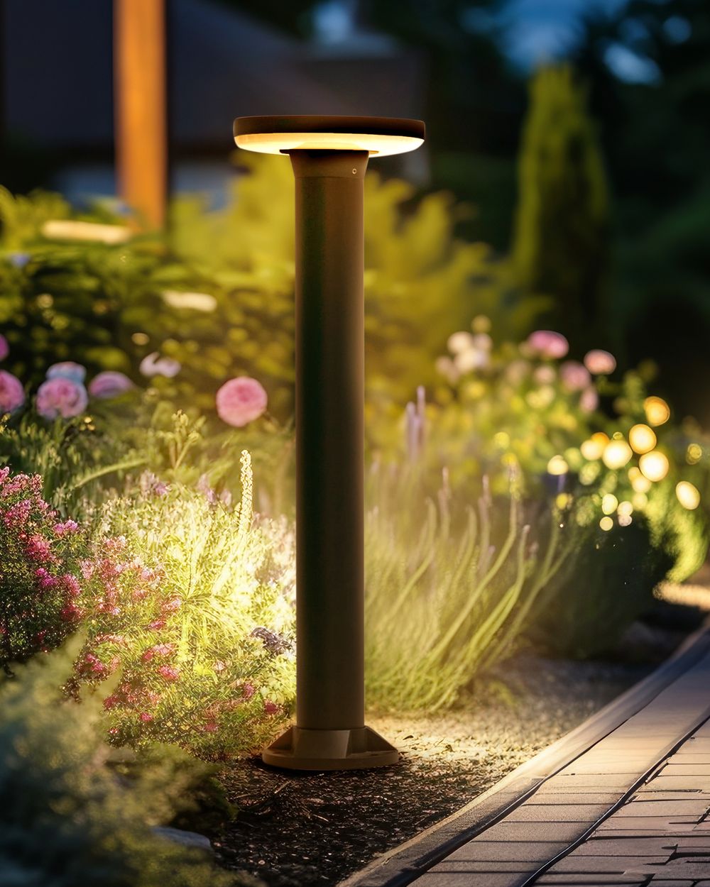 Lampada dissuasore da giardino a LED per sentieri 60 cm in alluminio nero stile moderno