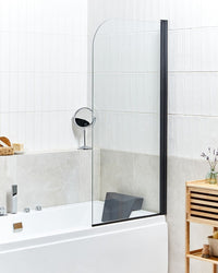 Schermo Doccia Vasca Vetro Temperato Nero con Alluminio 140 x 70 cm Regolabile Minimalista