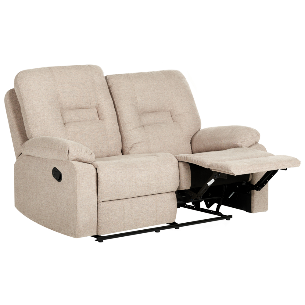 Divano 2 posti reclinabile in poliestere beige con poggiapiedi e schienale stile moderno