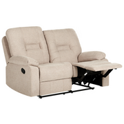 Divano 2 posti reclinabile in poliestere beige con poggiapiedi e schienale stile moderno
