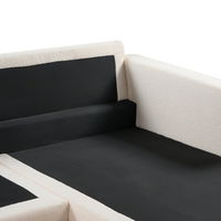 Divano angolare sinistro Rivestimento in bouclé bianco Gambe in legno Elegante