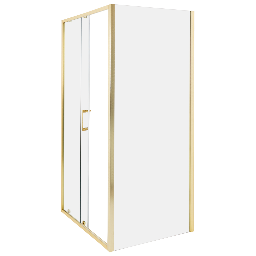 Box Doccia Vetro Temperato oro Cornice Alluminio Anta Singola 80x100x185cm