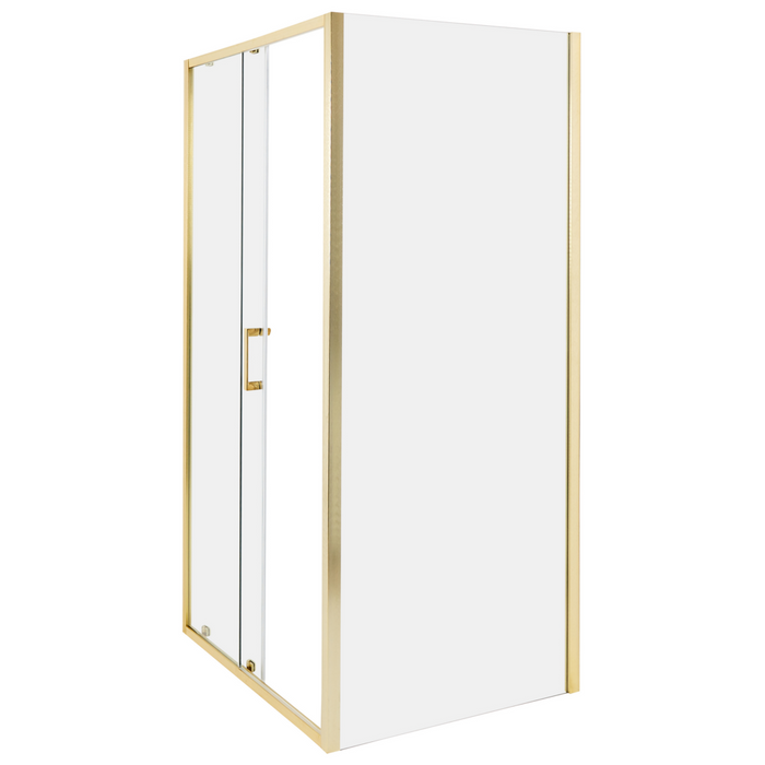 Box Doccia Vetro Temperato oro Cornice Alluminio Anta Singola 80x100x185cm