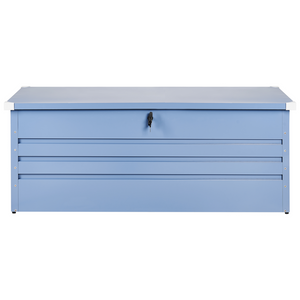 Cassapanca da esterno in acciaio zincato blu 165 x 70 cm giardino stile industriale