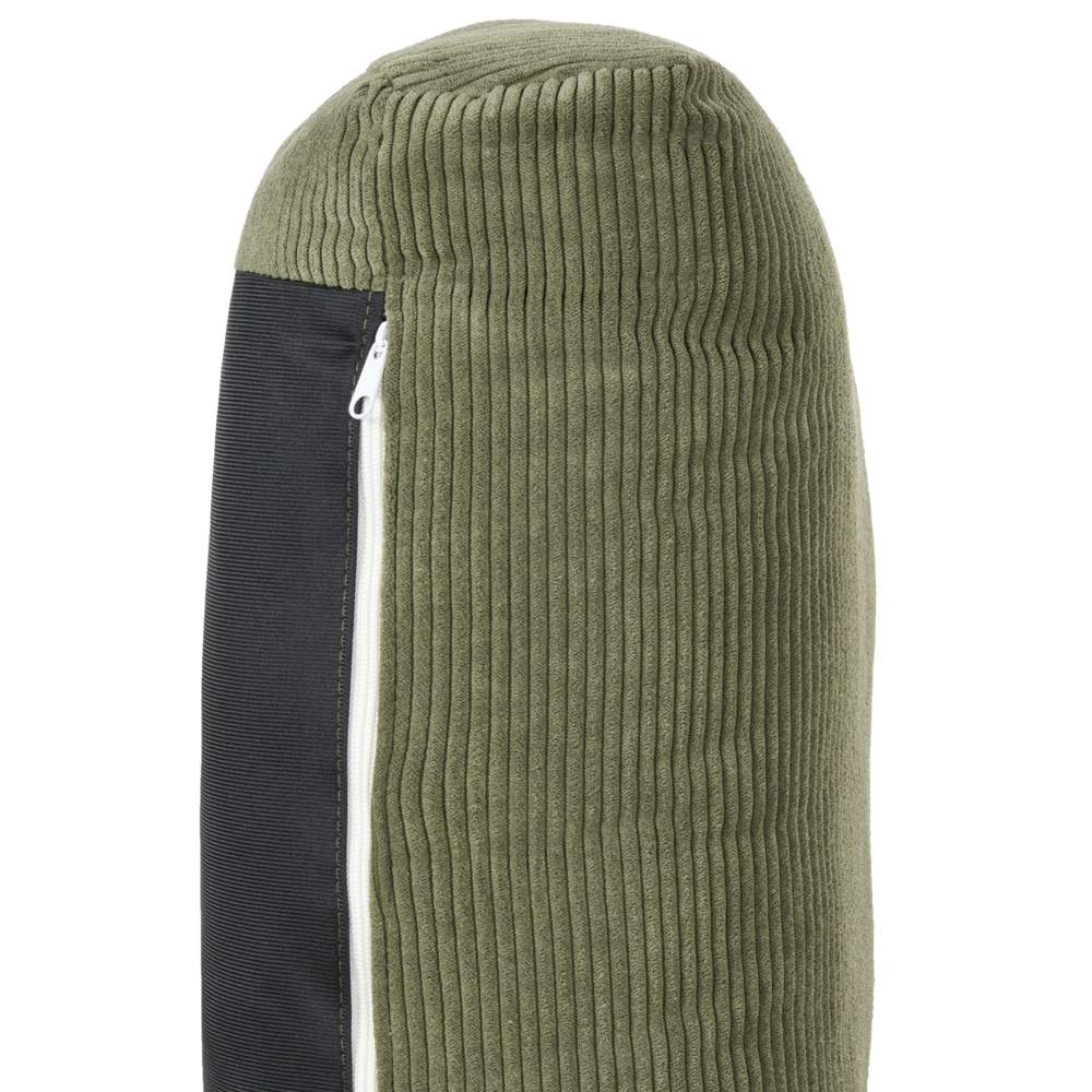 Divano angolare a destra Tappezzeria in corda jumbo verde Gambe in legno Elegante