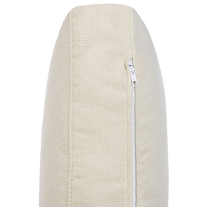 Divano moderno ad angolo con gambe in plastica in tessuto beige chiaro lato destro