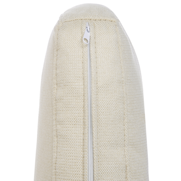 Divano moderno ad angolo con gambe in plastica in tessuto beige chiaro lato destro