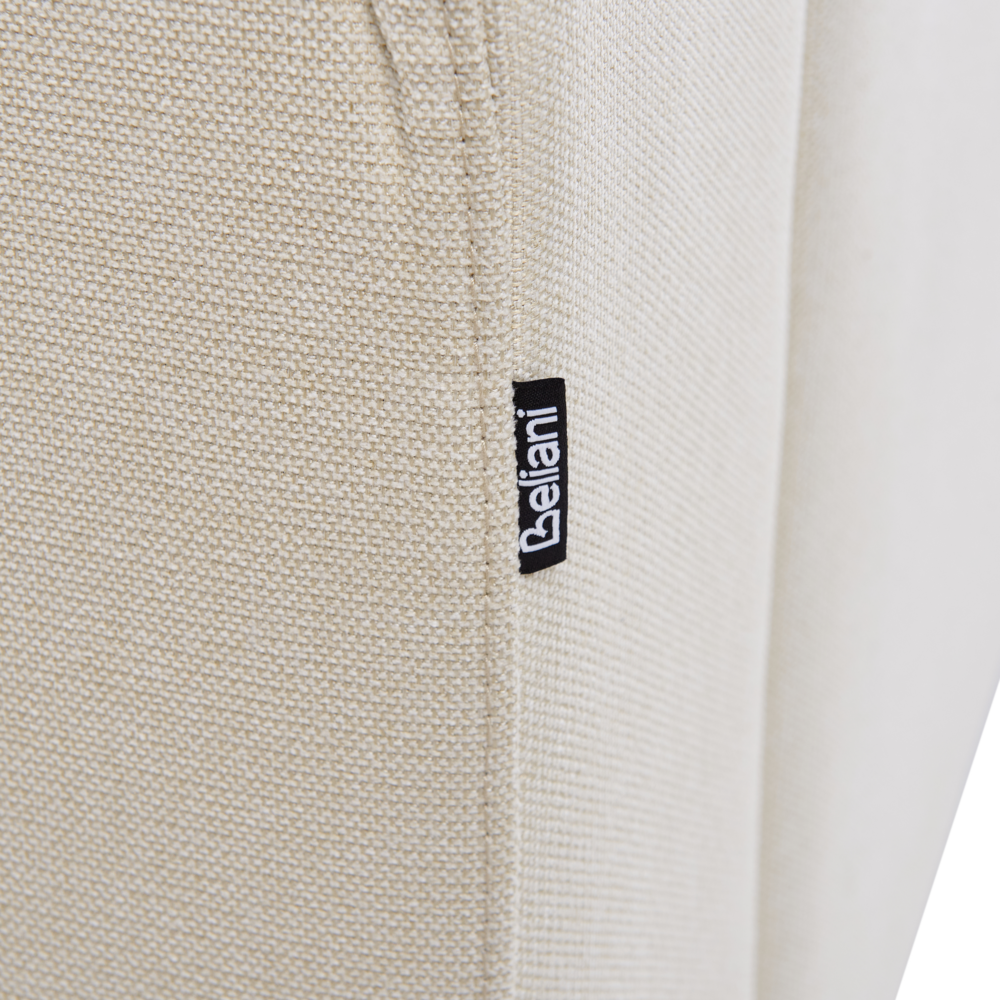 Divano moderno ad angolo con gambe in plastica in tessuto beige chiaro lato destro