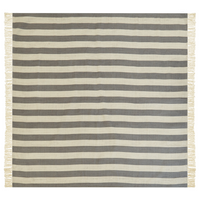 Coperta da picnic in cotone beige e grigio 150 x 200 cm Tessuto a mano a righe con cinghia Coperta da picnic