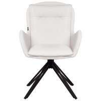 Set di 2 sedie girevoli da pranzo Tessuto beige chiaro con braccioli Schienale trapuntato Gambe in metallo nero Retro