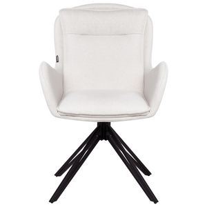 Set di 2 sedie girevoli da pranzo Tessuto beige chiaro con braccioli Schienale trapuntato Gambe in metallo nero Retro