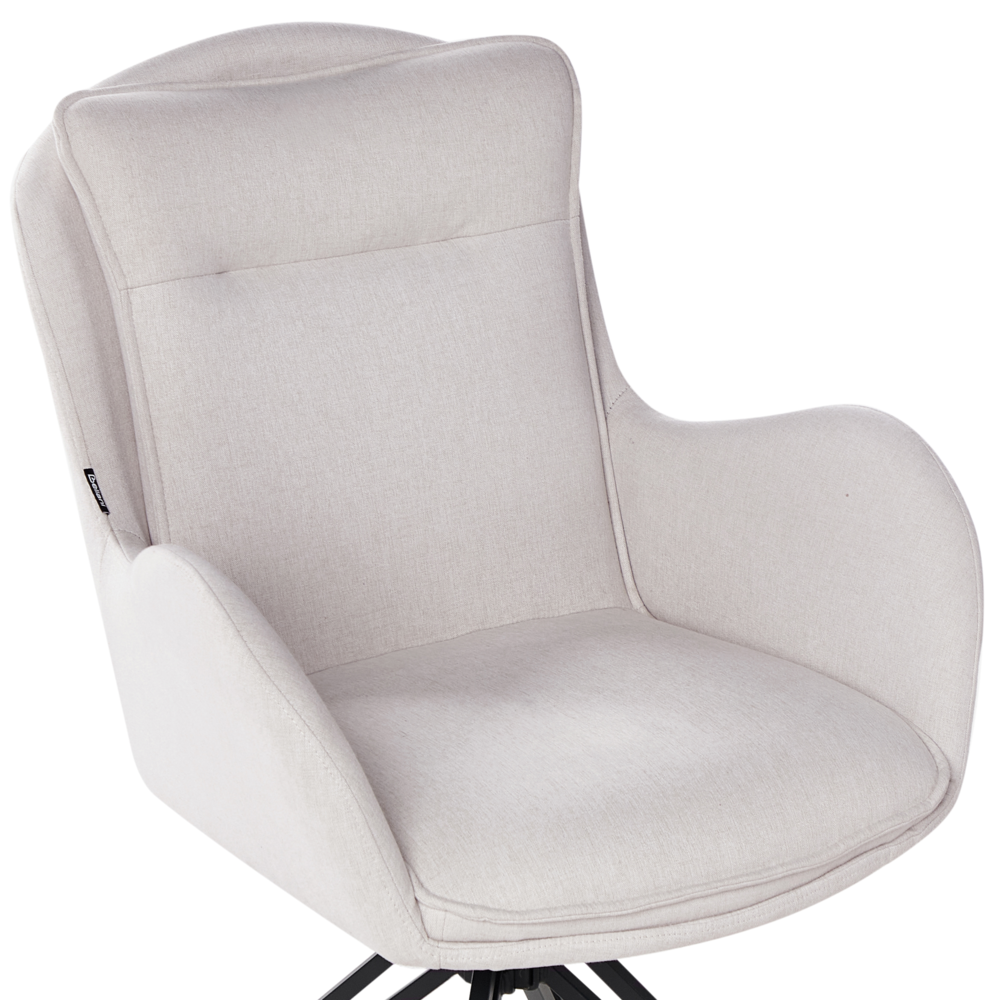 Set di 2 sedie girevoli da pranzo Tessuto beige chiaro con braccioli Schienale trapuntato Gambe in metallo nero Retro