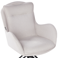 Set di 2 sedie girevoli da pranzo Tessuto beige chiaro con braccioli Schienale trapuntato Gambe in metallo nero Retro