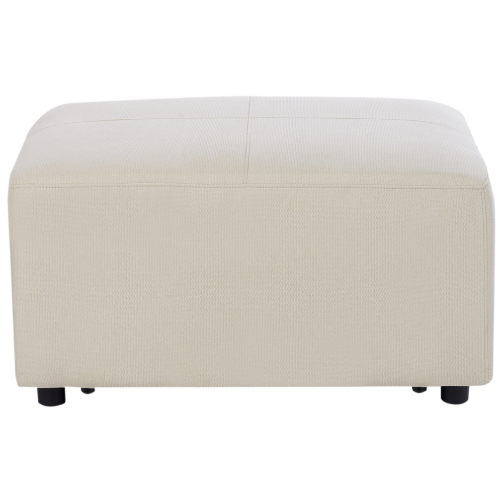 Divano stile moderno ad angolo con pouf in tessuto beige chiaro a destra