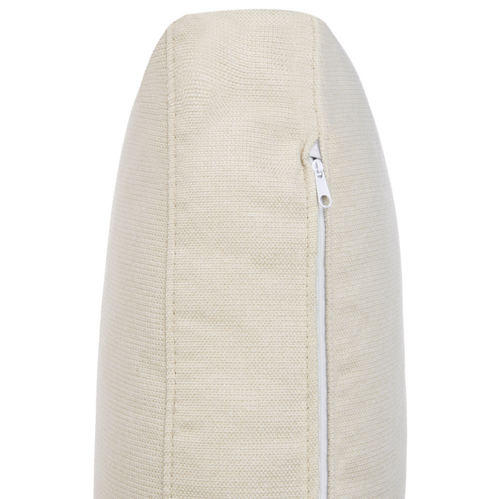 Divano moderno ad angolo con gambe in plastica in tessuto beige chiaro lato sinistro