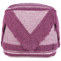 Pouf in cotone rosa con nappe e strisce decorative Boho Rustic