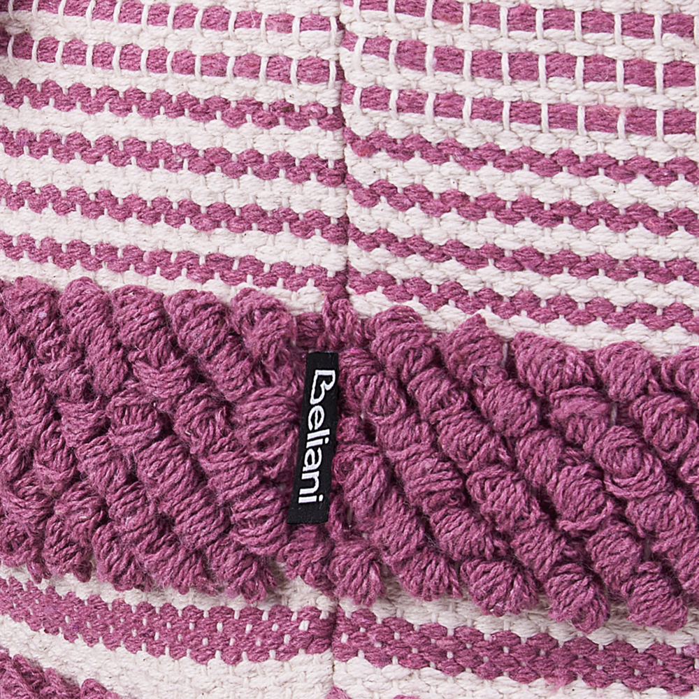 Pouf in cotone rosa con nappe e strisce decorative Boho Rustic