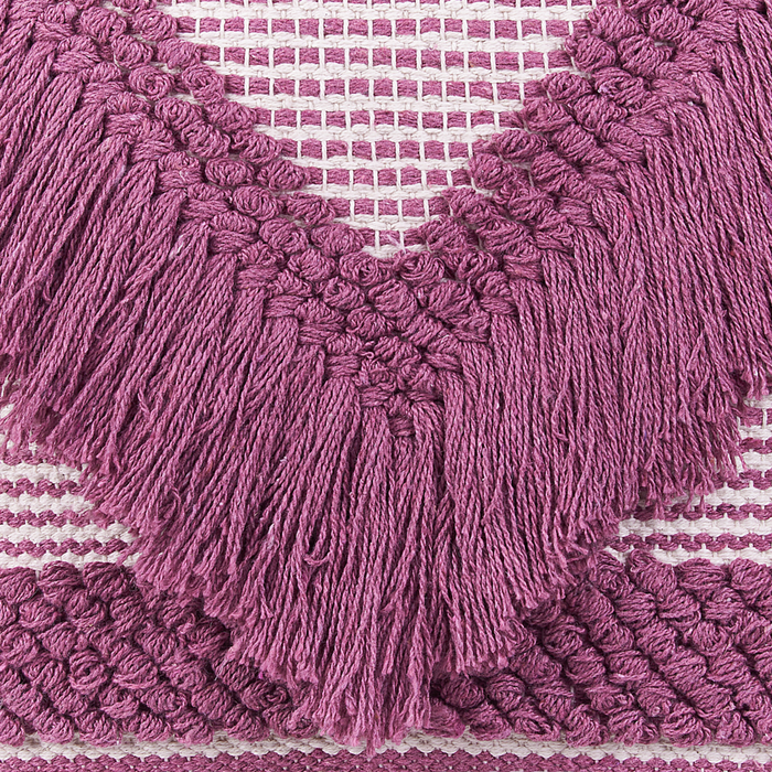 Pouf in cotone rosa con nappe e strisce decorative Boho Rustic