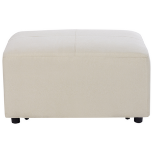 Divano stile moderno ad angolo con pouf in tessuto beige chiaro lato sinistro