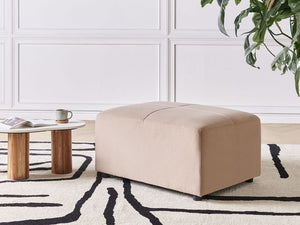Pouf in tessuto poliestere con gambe in acciaio inox marrone grigio stile moderno
