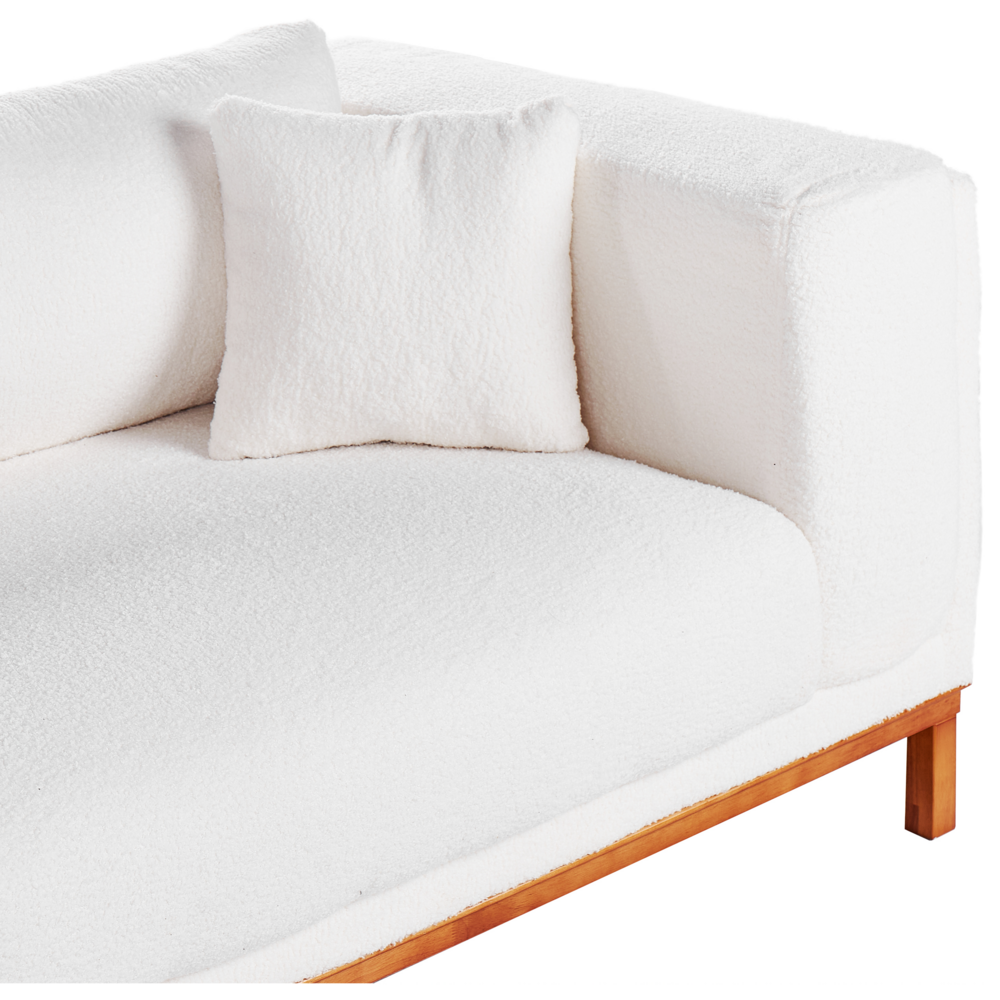 Divano moderno in tessuto tortora 4 posti con gambe in legno stile moderno