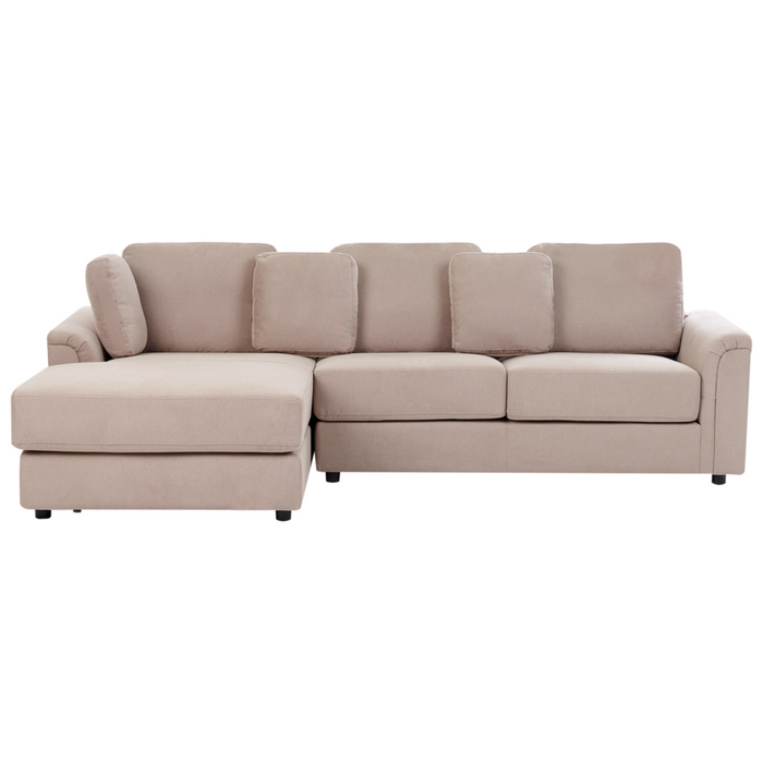 Divano angolare con gambe in plastica in tessuto tortora a destra stile moderno