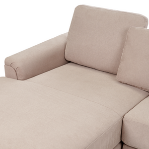 Divano angolare con gambe in plastica in tessuto tortora a destra stile moderno