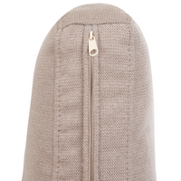 Divano moderno ad angolo con gambe in plastica in tessuto beige chiaro lato sinistro