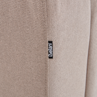 Divano moderno ad angolo con gambe in plastica in tessuto beige chiaro lato sinistro